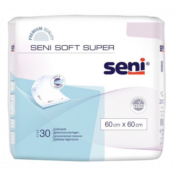 Podkłady chłonne Seni Soft Super 60x60, 30 sztuk - opakowanie produktu